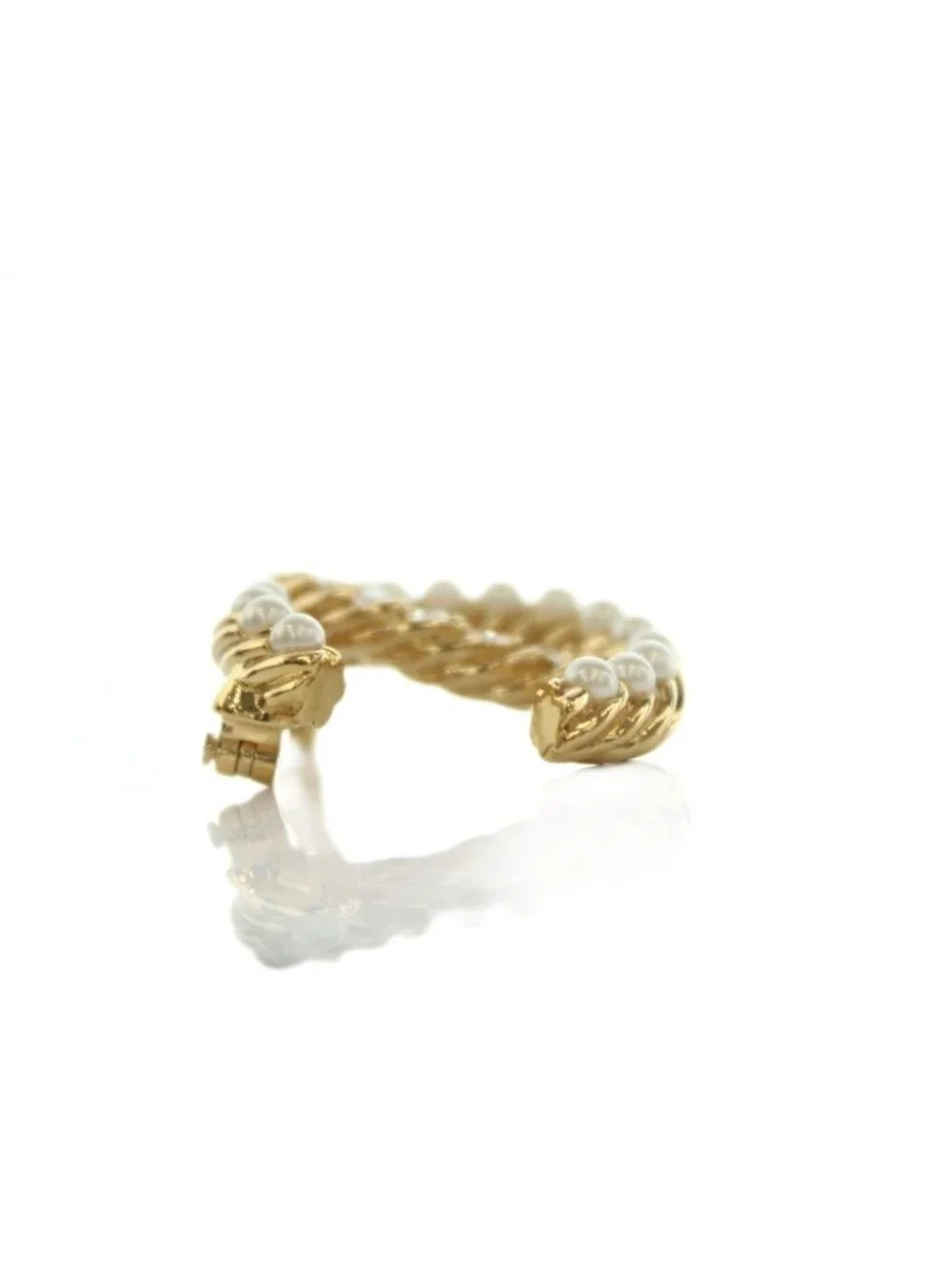 Chanel CC Logo Faux Pearl Rhinestone Brooch Pin Badge Gold Color BB